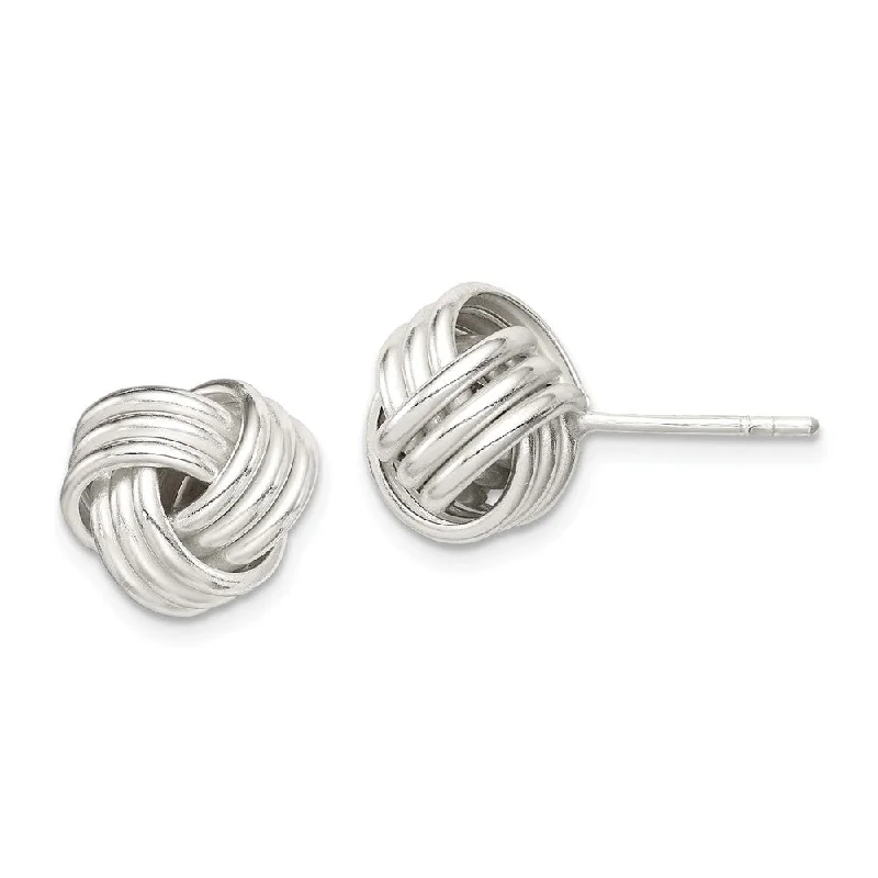 Women's earrings bold-zircon-12mm Ridged Love Knot Earrings in Sterling Silver