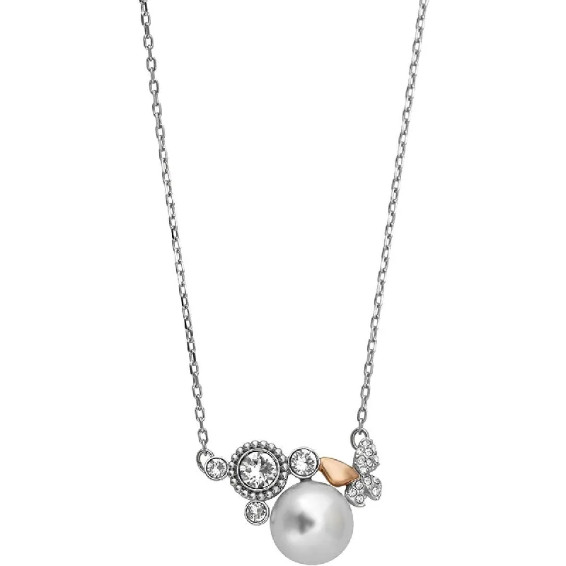 Women's necklaces tender-accent-Swarovski Women's Necklace - Cute Crystal Butterfly and Pearl Pendant | 5190001