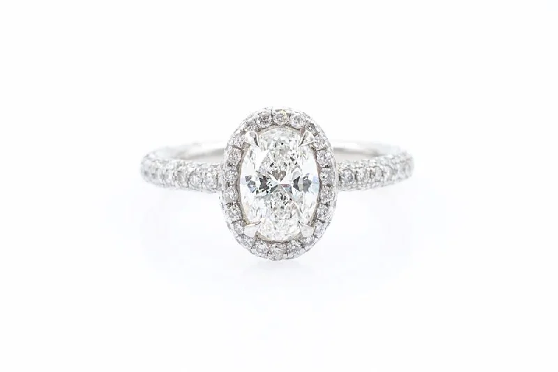 Women's engagement rings glimmering-side-.90 CT Diamond GIA Pave  Oval Engagement ring