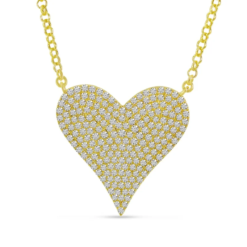 Women's necklaces festive-shimmer-DIAMOND PAVE HEART NECKLACE P10506-18