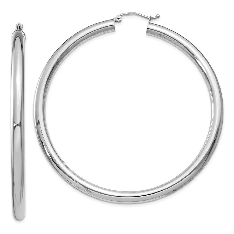 Women's earrings eternal-luxe-4mm x 60mm 14k White Gold Classic Round Hoop Earrings