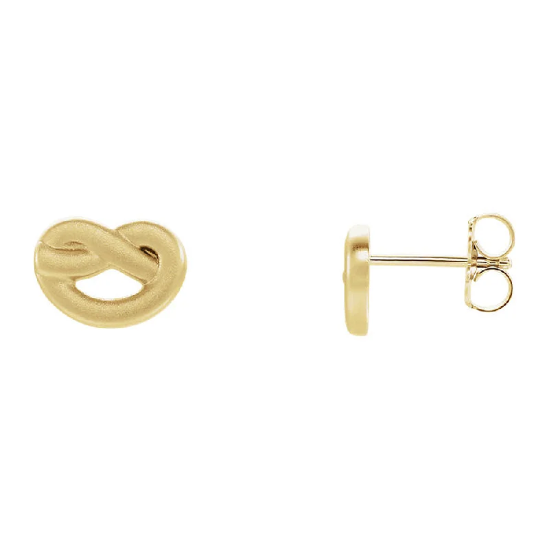 Women's earrings soft-tone-7mm x 10mm (3/8 Inch) 14k Yellow Gold Satin Knot Post Earrings