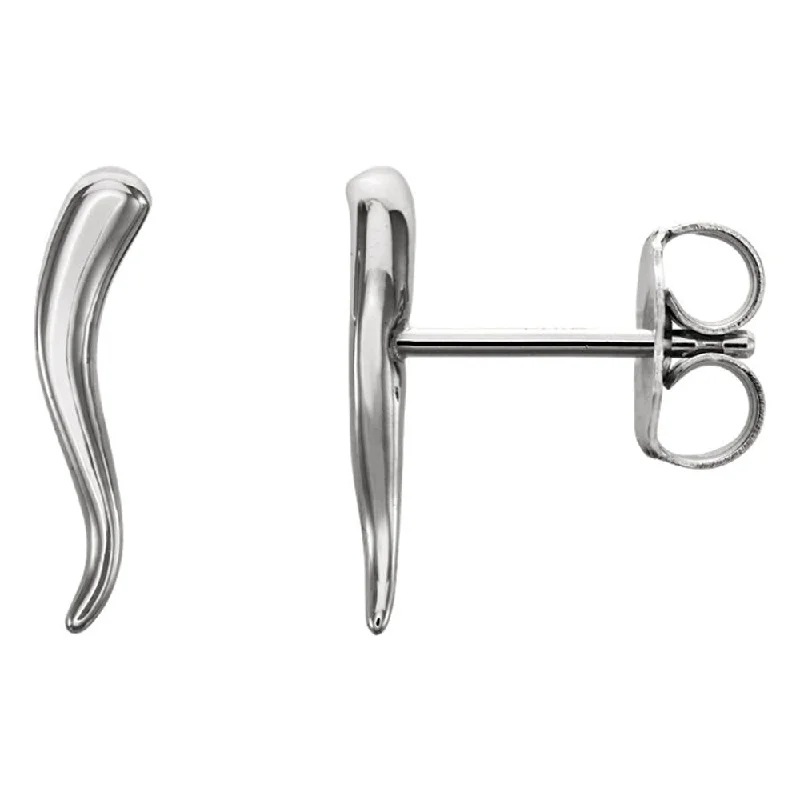 Women's earrings starry-stone-2.8mm x 12mm (7/16 Inch) 14k White Gold Small Italian Horn Earrings