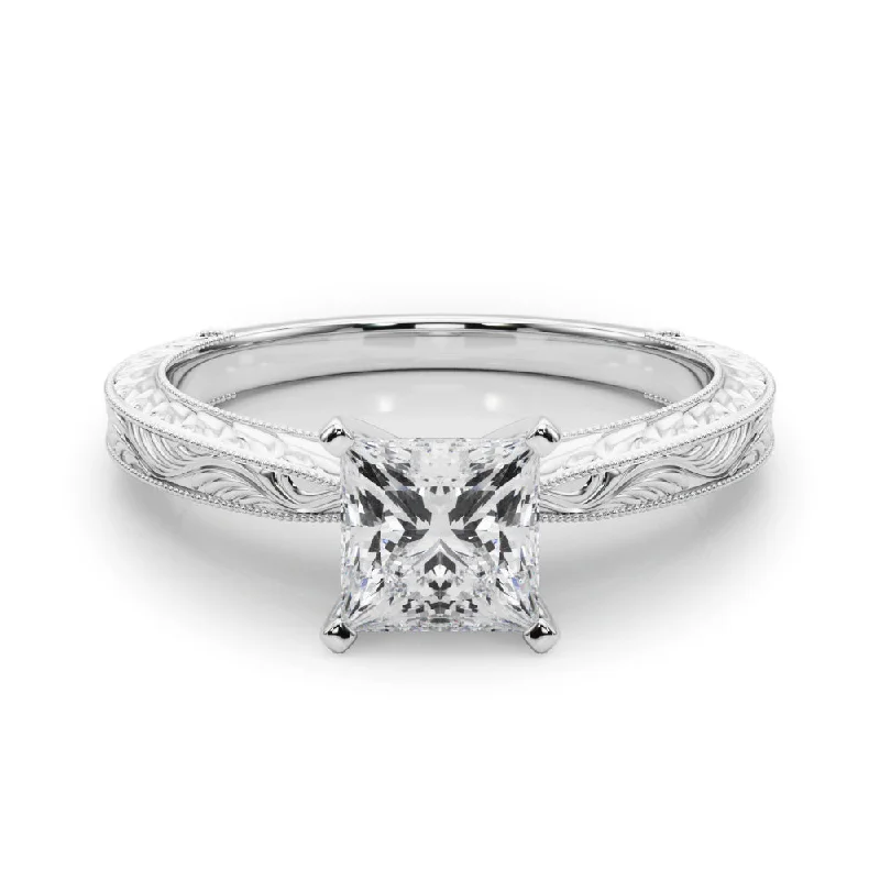 Women's engagement rings sculpted-twist-Victoria Princess Diamond Solitaire Engagement Ring