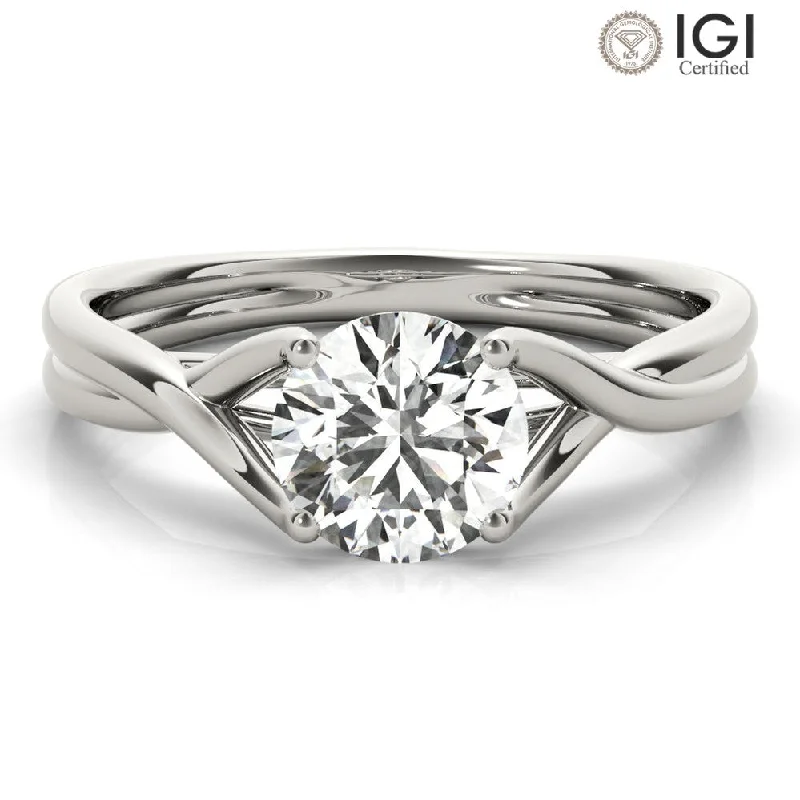 Women's engagement rings icy-white-gold-Amara Round  Lab Grown Diamond Solitaire Engagement Ring IGI Certified