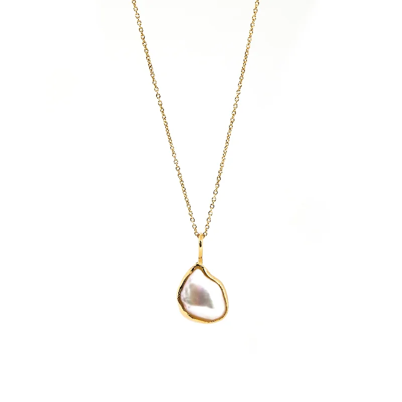 Women's necklaces radiant-rose-Pearl Outline Pendant / Necklace, Solid Gold