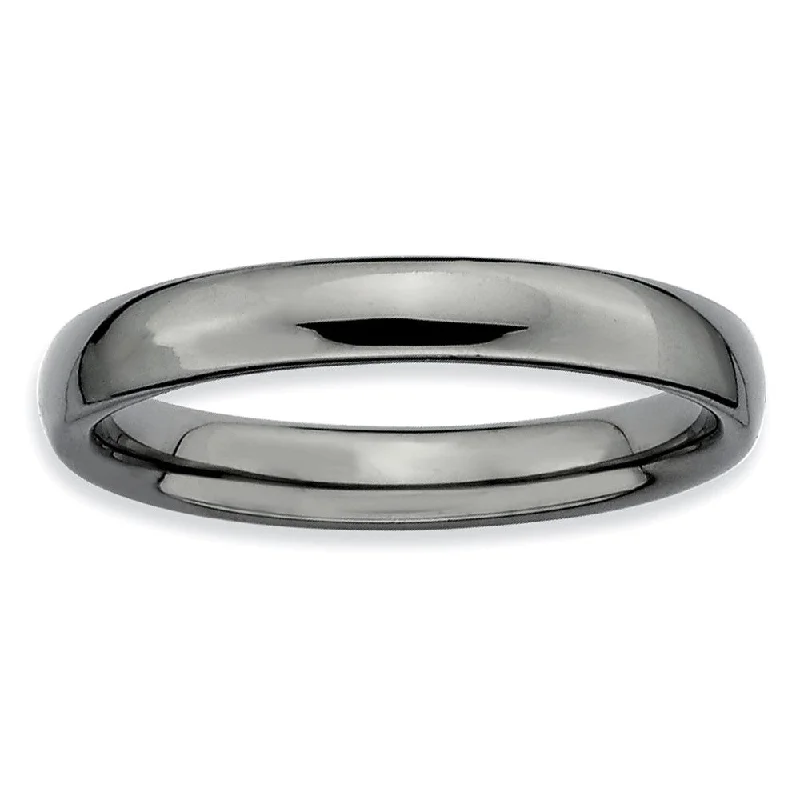 Women's rings shimmering-luxe-3.25mm Black Plated Sterling Silver Stackable Polished Band