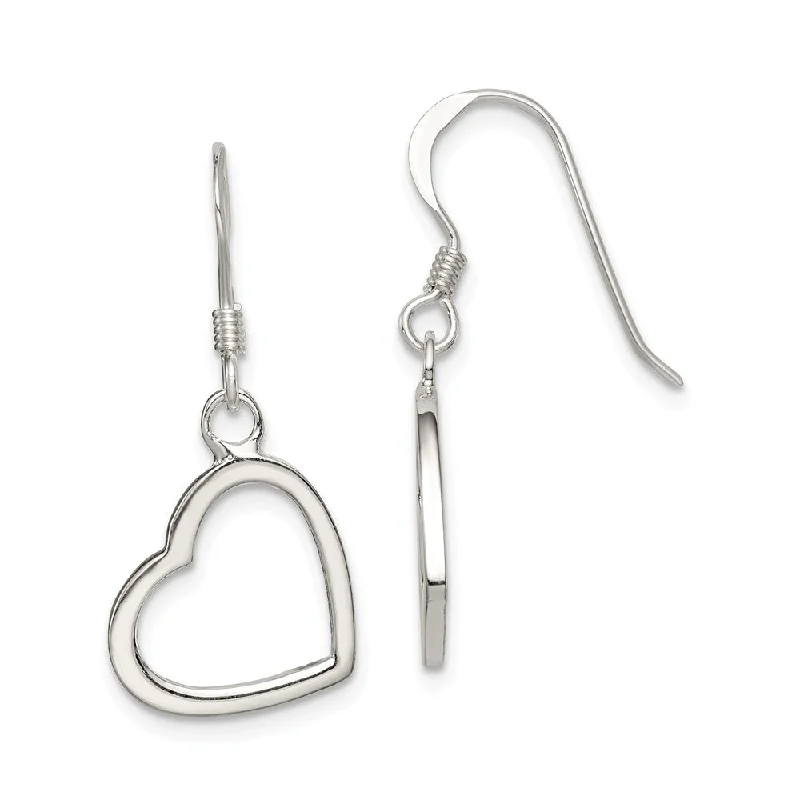 Women's earrings satin-rose-12mm Open Heart Dangle Earrings in Sterling Silver