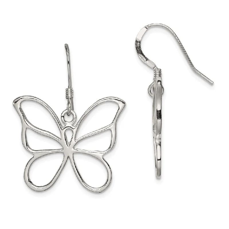 Women's earrings shimmering-blush-25mm Butterfly Silhouette Dangle Earrings in Sterling Silver