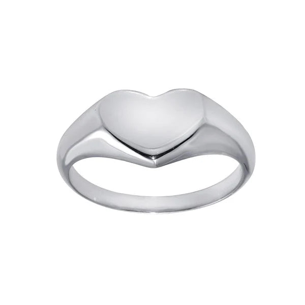 Women's rings bold-titanium-Rhodium Plated 925 Sterling Silver Heart Ring