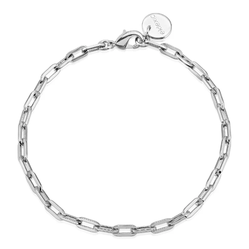 Women's bracelets faint-titanium-Silver Medium Link Chain Bracelet