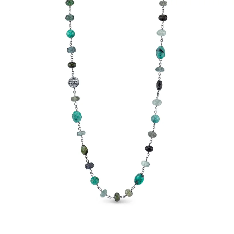 Women's necklaces eternal-shimmer-Emerald Gemstone Rope Necklace  N0001040