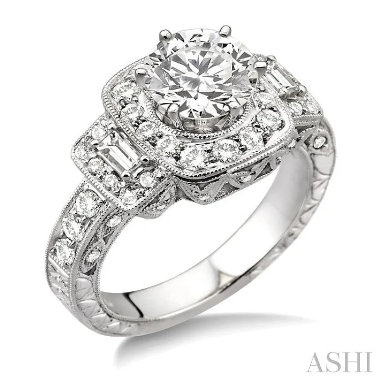 Women's engagement rings twinkling-accent-1 Ctw Diamond Semi-Mount Engagement Ring in 14K White Gold