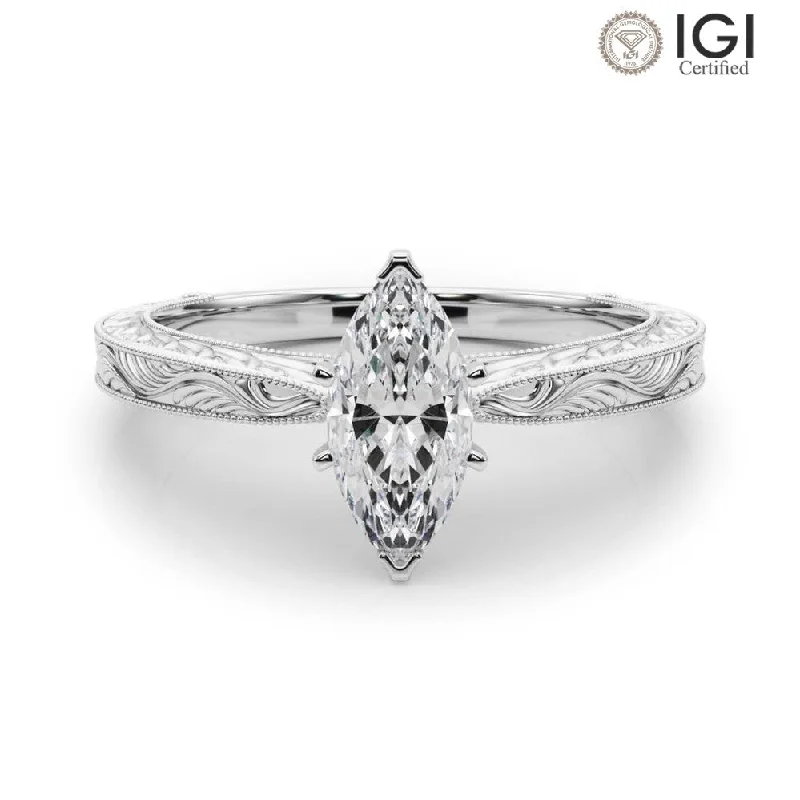 Women's engagement rings everlasting-glow-Victoria Marquise Lab Grown Diamond Solitaire Engagement Ring IGI Certified