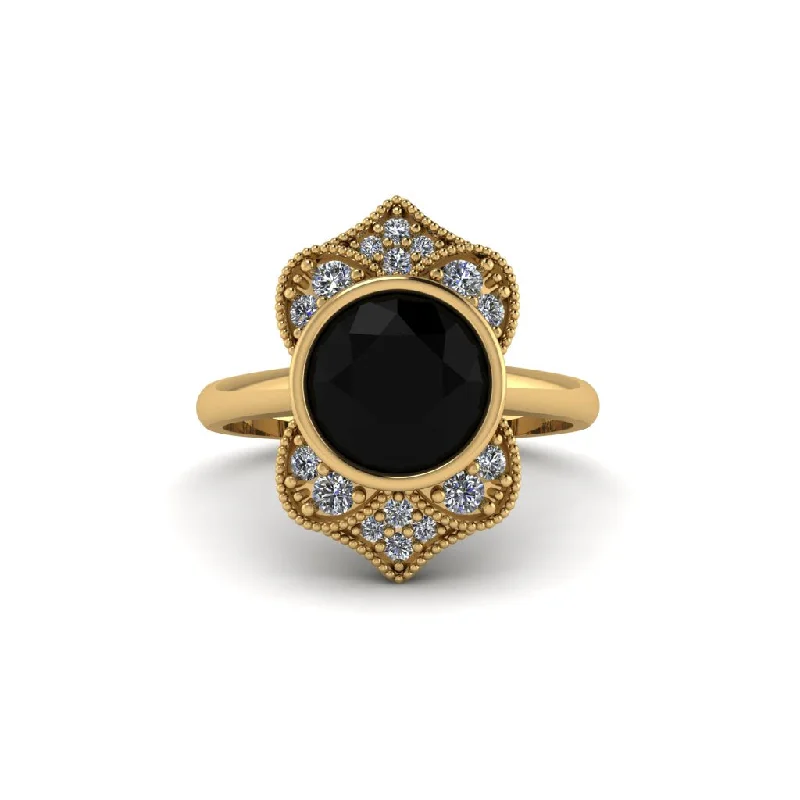 Women's engagement rings radiant-princess-Black Diamond Bezel Vintage-Inspired Engagement Ring - Olive No. 7