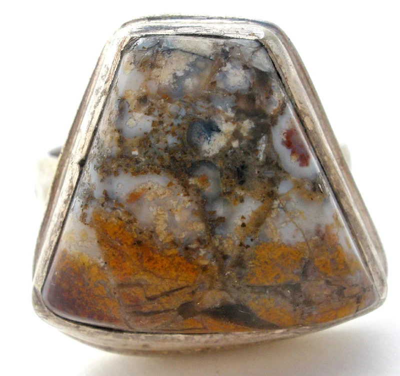 Women's rings playful-edge-Vintage Moss Agate Ring Size 9