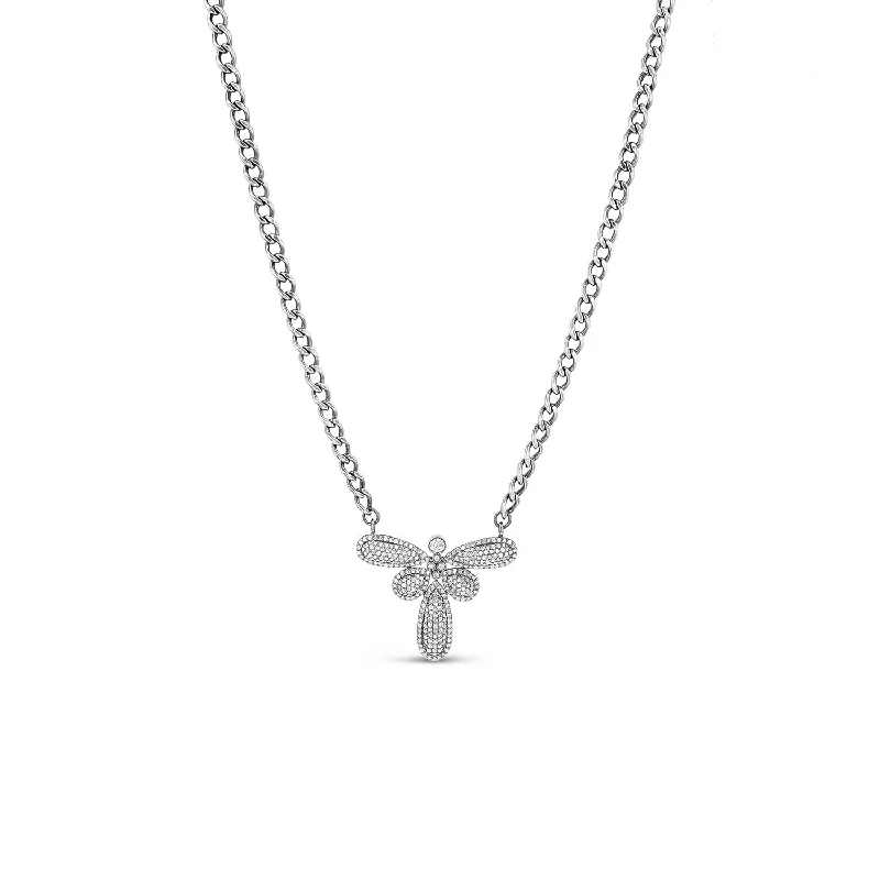 Women's necklaces faint-titanium-All Diamond Dragonfly Pendant Necklace -18"  N0003005