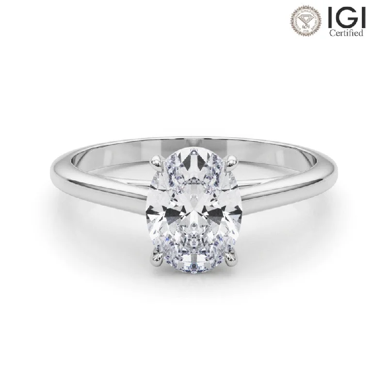 Women's engagement rings whimsical-halo-Amelia Oval Lab Grown Diamond Solitaire Engagement Ring IGI Certified