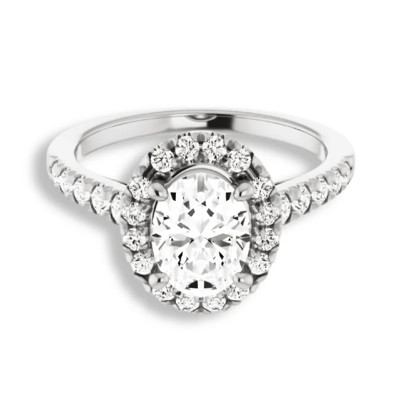 Women's engagement rings airy-shimmer-Oval Cut Diamond Halo Engagement Ring