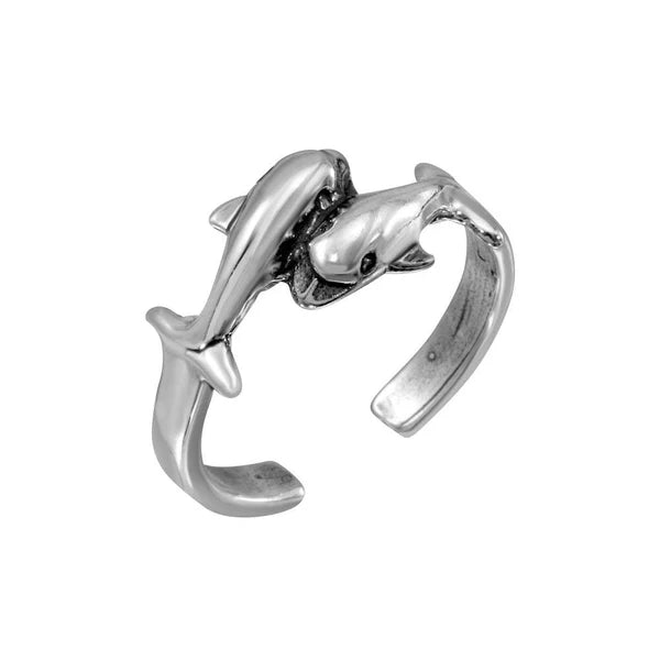 Women's rings graceful-curve-Silver 925 Dolphins Adjustable Toe Ring