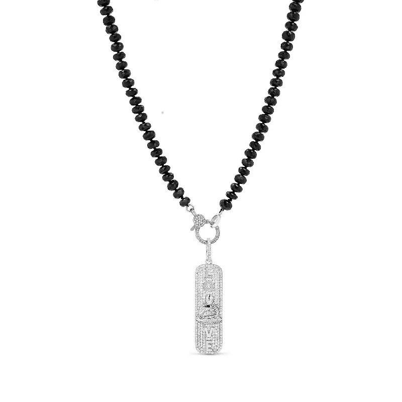 Women's necklaces retro-flair-Pave Love Buddha Pendant on Spinel Knotted Necklace - 36"  N0003162