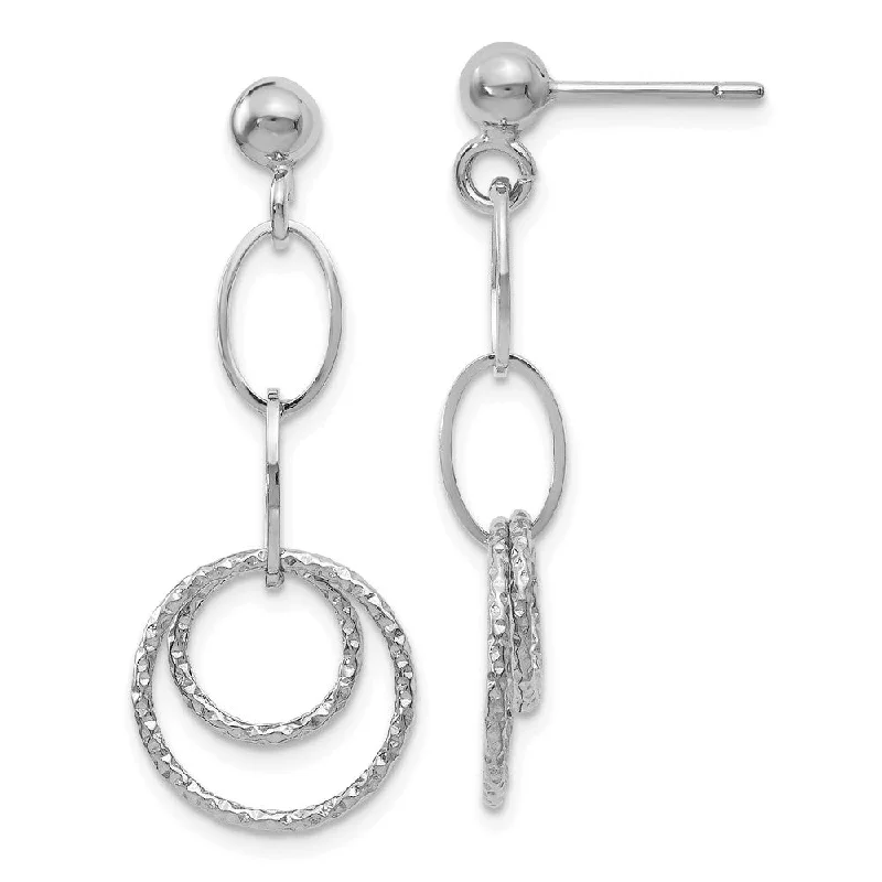 Women's earrings radiant-swirl-Small Geometric Post Dangle Earrings in 14k White Gold