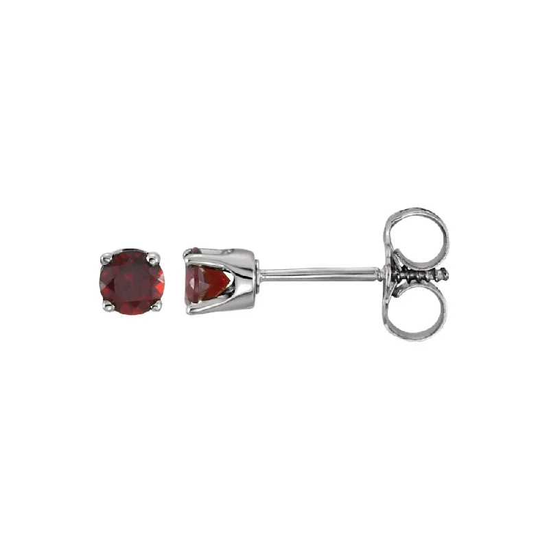 Women's earrings hand-carved-Kids 14k White Gold 3mm Mozambique Garnet Youth Threaded Post Earrings