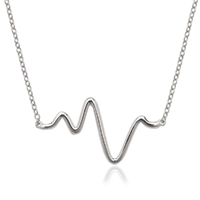 Women's necklaces night-luxe-Sterling Silver Rounded Heartbeat Necklace