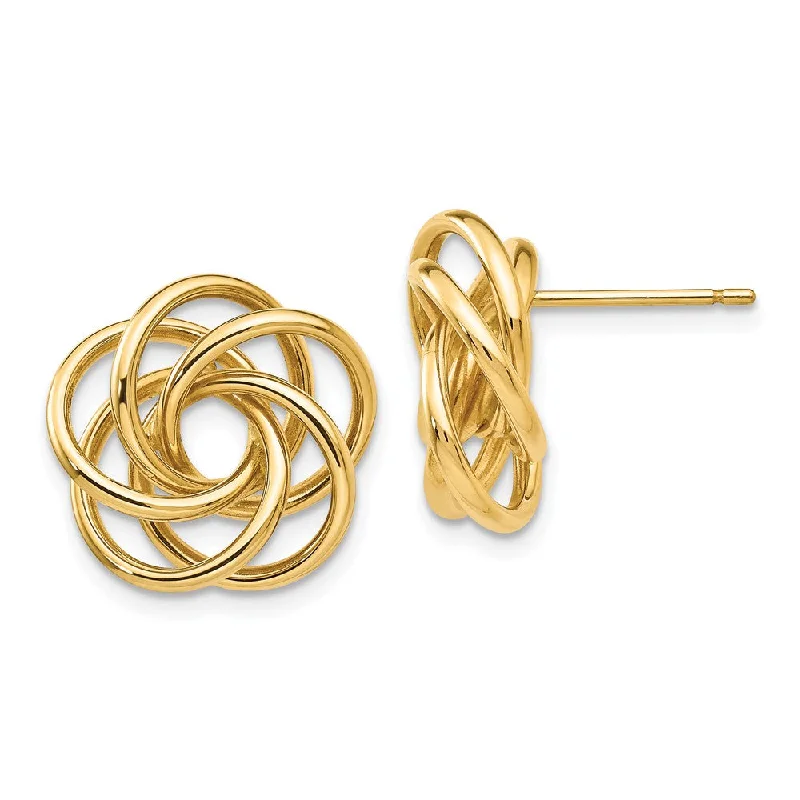 Women's earrings crafted-gleam-15mm Polished Love Knot Earrings in 14k Yellow Gold