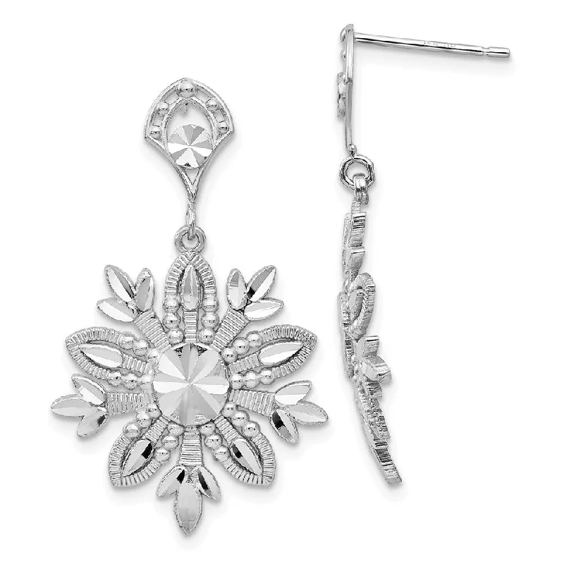 Women's earrings faint-glow-14k White Gold Snowflake Dangle Earrings