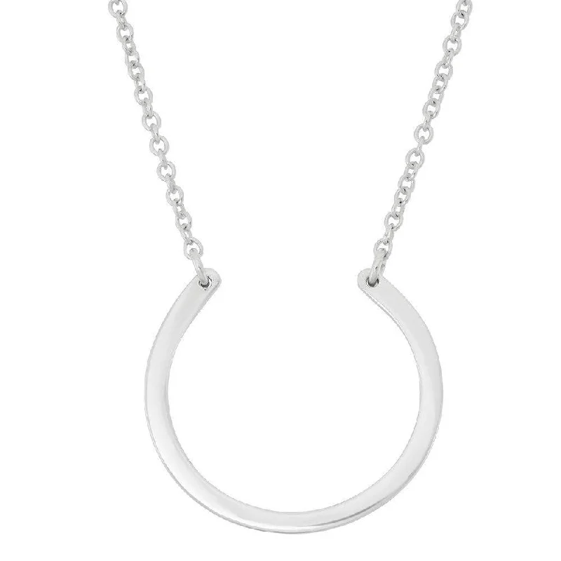 Women's necklaces luminous-zircon-Sterling Silver Rounded Horseshoe Necklace