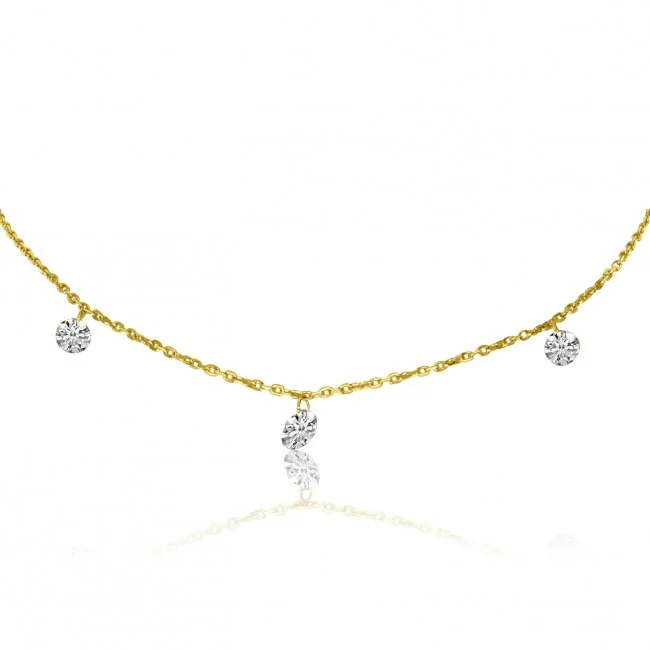 14K Yellow Gold Graduated Diamond By the Yard .55 Ct Necklace P9910