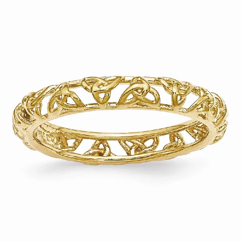 Women's rings celestial-stone-Gold Tone Plated Sterling Silver Stackable 3.5mm Celtic Knot Band