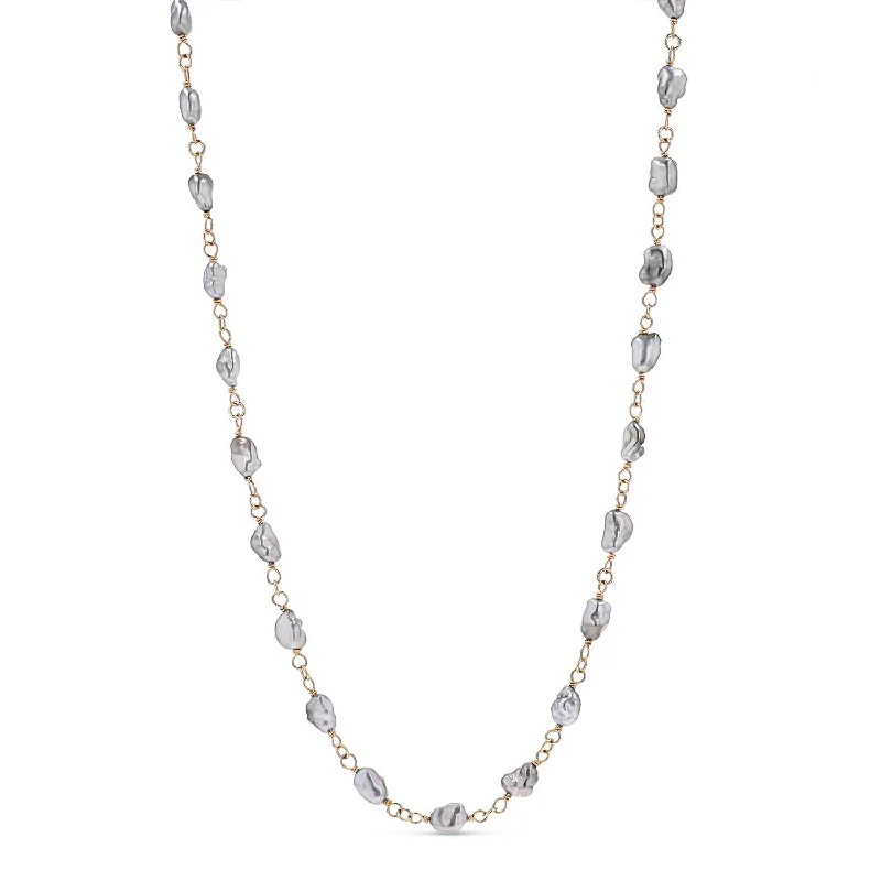 Women's necklaces floral-platinum-14k Tahitian Keshi Pearl Rope Necklace - 44"  NG002835