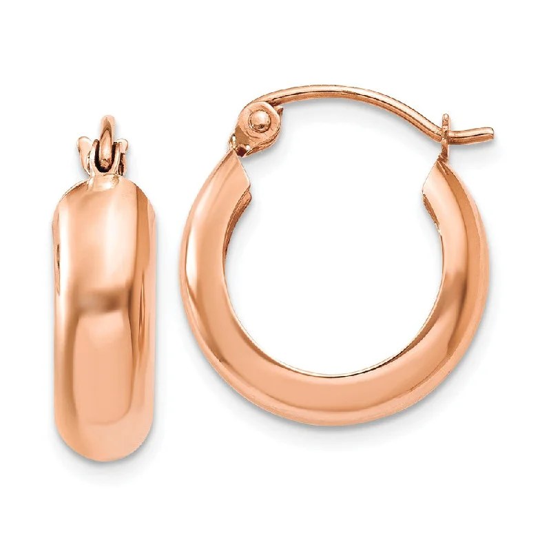 Women's earrings festive-flair-4.75mm x 15mm 14k Rose Gold Half Round Open Back Hoop Earrings