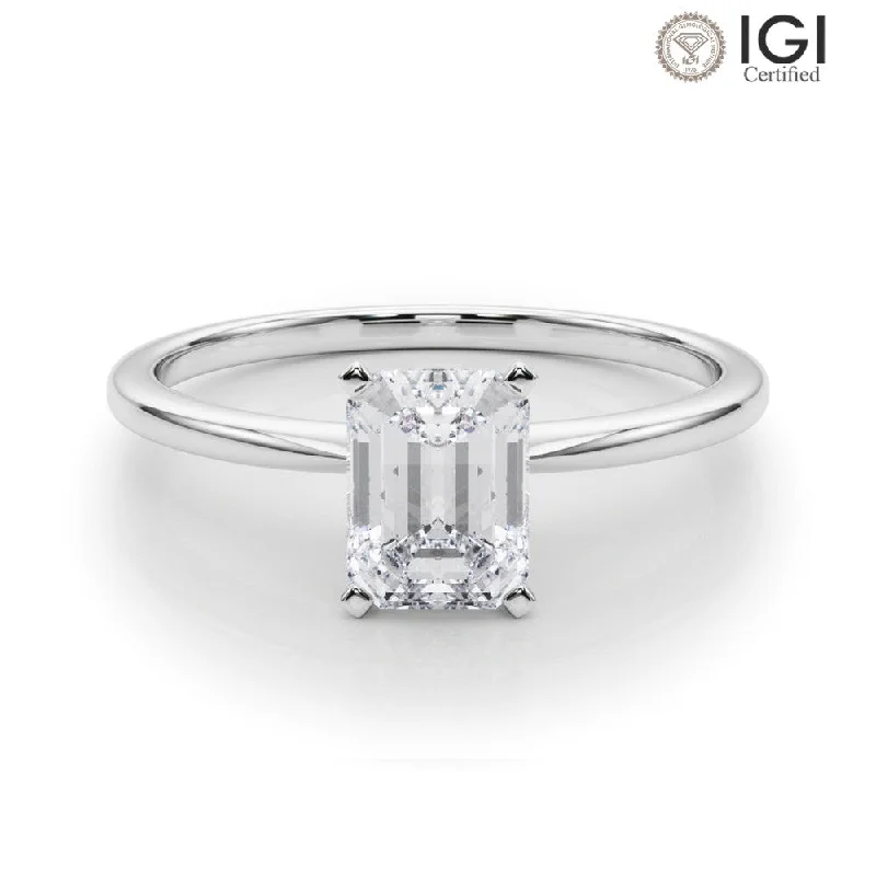 Women's engagement rings proposal-gleam-Angelica Emerald Lab Grown Diamond Solitaire Engagement Ring IGI Certified