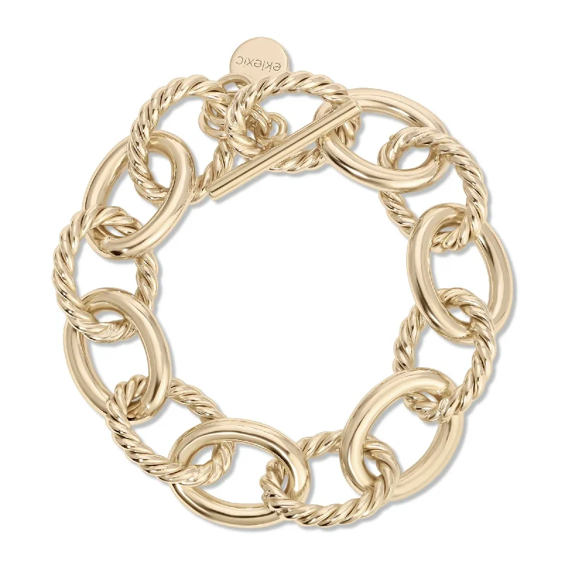 Women's bracelets arched-cuff-Xl Alternating Twisted Link Toggle Bracelet