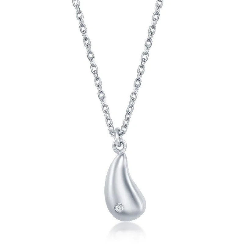 Women's necklaces sparkling-gem-Sterling Silver 0.009cttw Teardrop Necklace