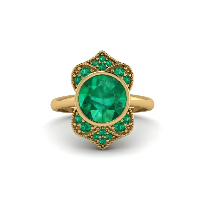 Women's engagement rings fine-twist-shank-Emerald Bezel Vintage-Inspired Engagement Ring - Olive No. 19