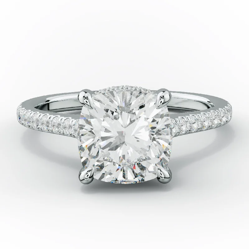 Women's engagement rings radiant-carve-Aria Cushion Cut Diamond Engagement Ring