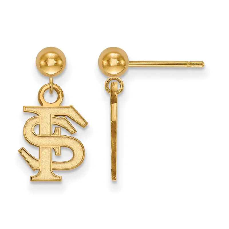 Women's earrings glowing-zircon-14k Yellow Gold Florida State University Ball Dangle Earrings