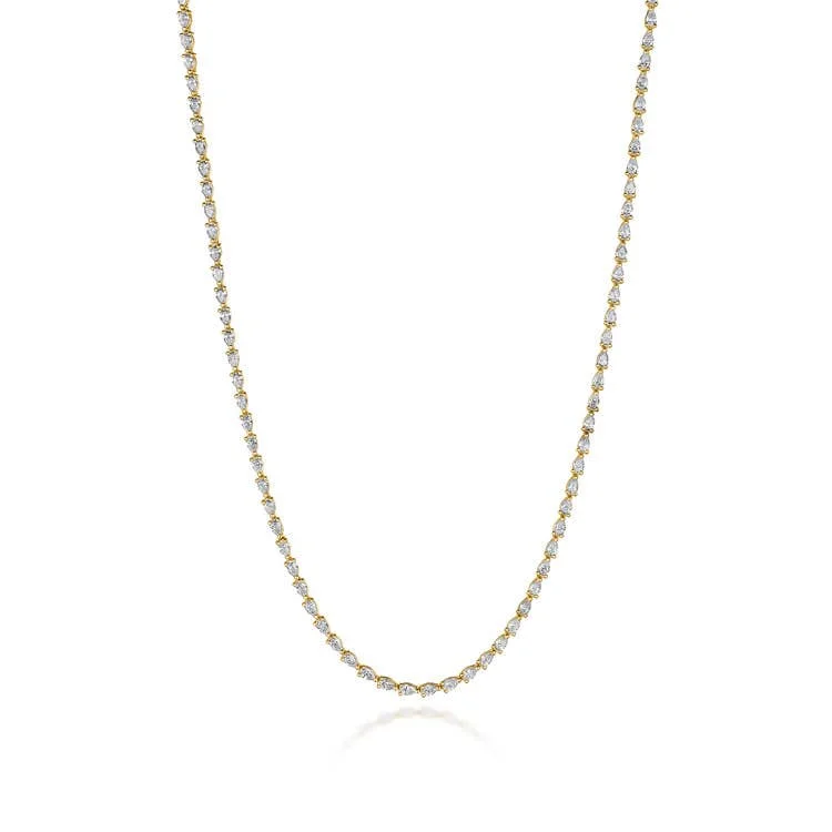 Women's necklaces playful-luxe-Stilla | Pear Diamond Tennis Necklace in 18k Yellow Gold FN66916Y