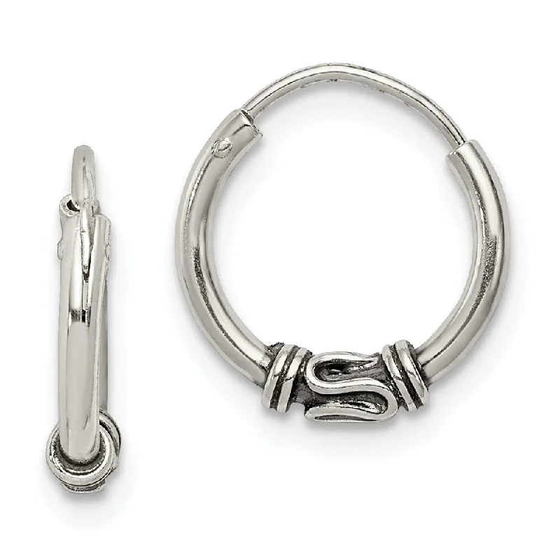 Women's earrings playful-swirl-Sterling Silver, 11mm Endless Hoop Earrings