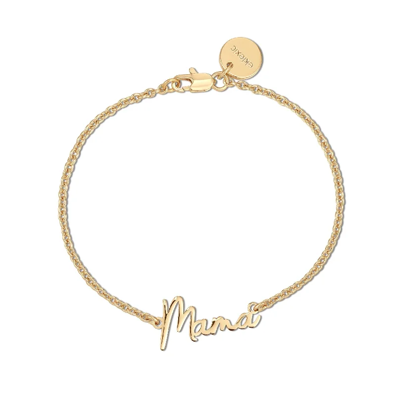 Women's bracelets hand-glossed-Dainty Script Mama Bracelet