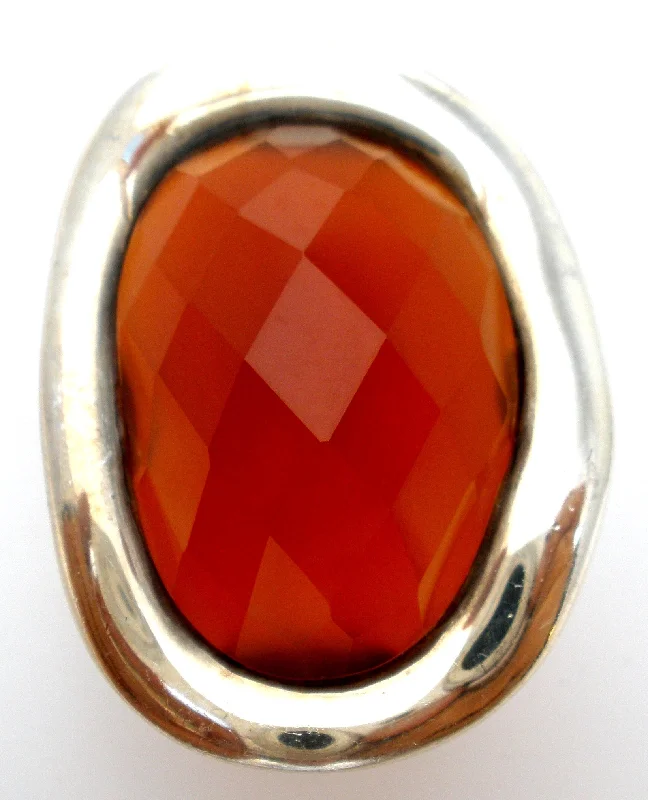 Women's rings sculpted-chic-Carnelian Statement Ring Sterling Silver Size 5.5