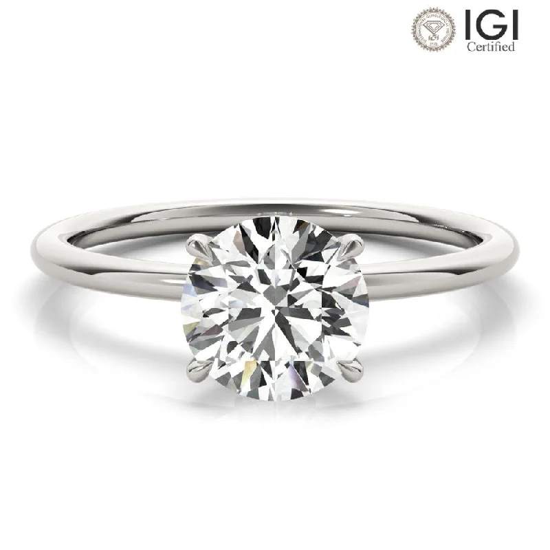 Women's engagement rings radiant-carve-Secret Halo Round Lab Grown Diamond Solitaire Engagement Ring IGI Certified