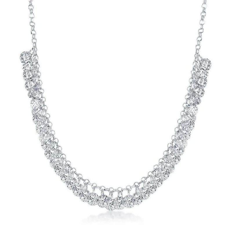 Women's necklaces luminous-zircon-Sterling Silver Diamond-Cut Dangling Discs Necklace