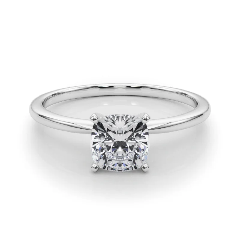 Women's engagement rings carved-halo-Angelica Cushion Diamond Solitaire Engagement Ring