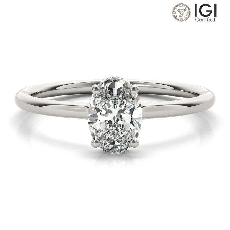 Women's engagement rings radiant-twist-Aimee Oval Lab Grown Diamond Solitaire Engagement Ring IGI Certified