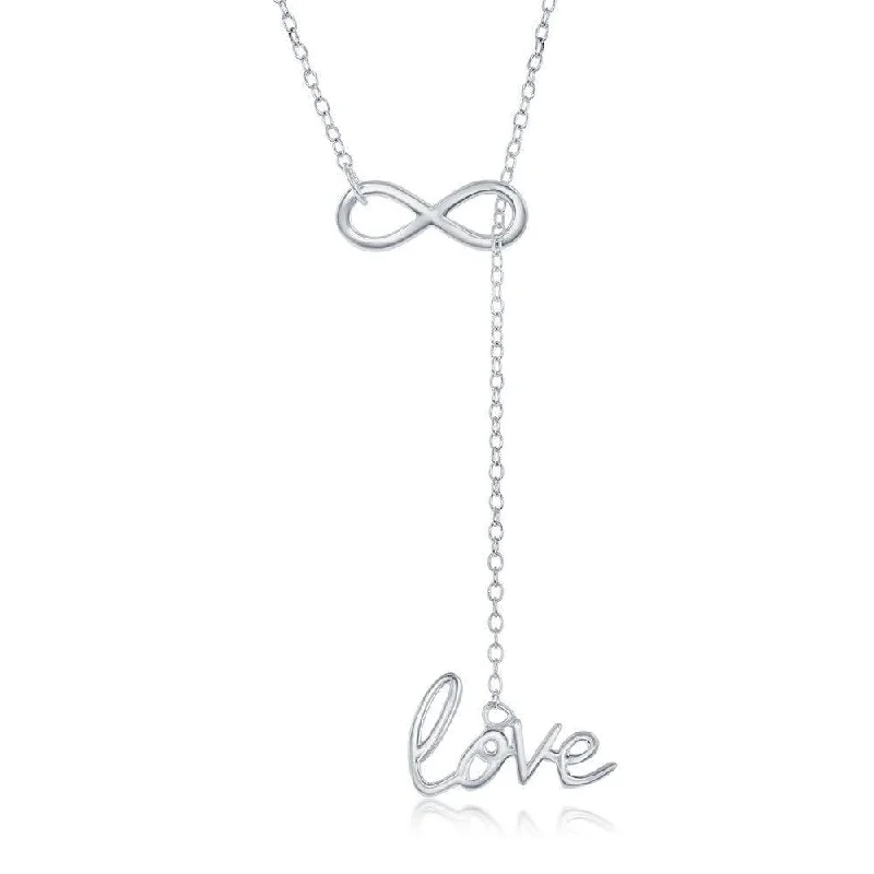 Women's necklaces retro-flair-Sterling Silver Infinity with Hanging Love Necklace